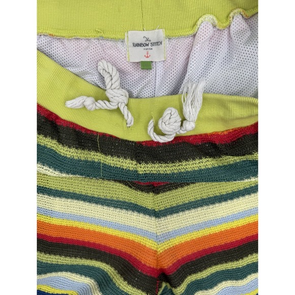 The Rainbow Stitch Stripe Crochet Look Mesh‎ Lined Short Sz XL Swim ? - Picture 7 of 11